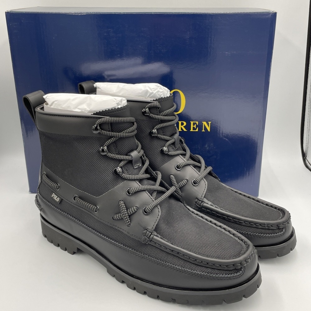 Polo Ralph Lauren Ranger Mid Ballistic Nylon Boots Men's Sz 9.5 Black Oxford NEW